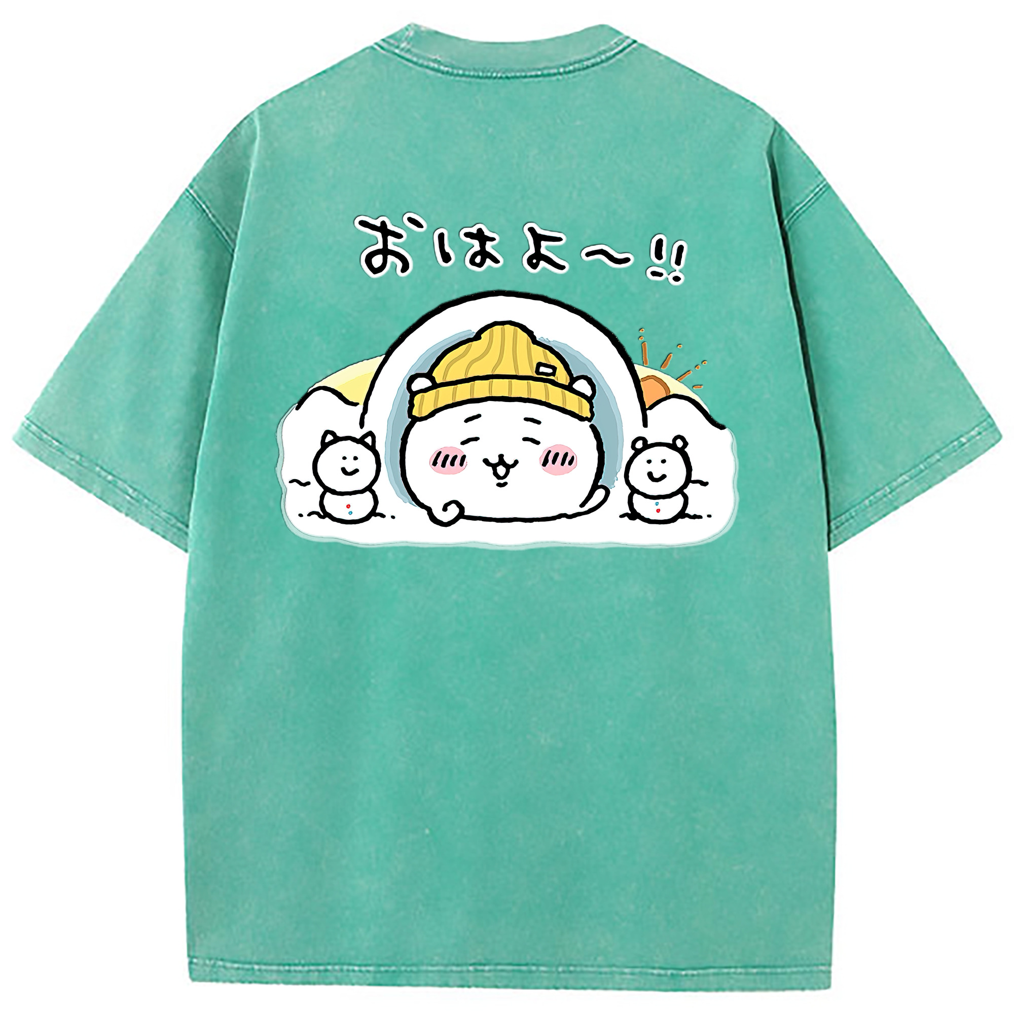（画像用） ちいかわ ちいかわ Chii-kawa chiikawa 綿100% ヴィンテージ風 半袖Tシャツ（背面プリント）